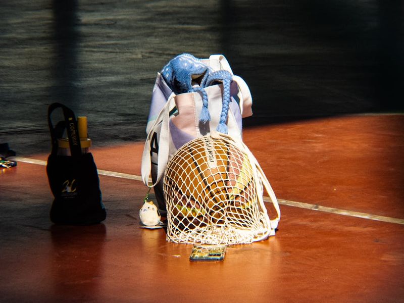 Close up of sports equipment on floor in minimal style